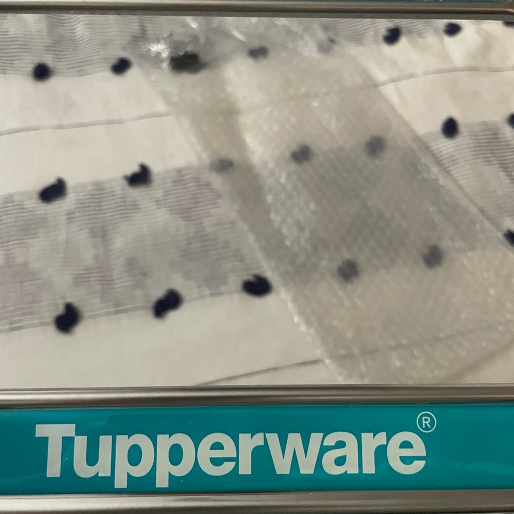 Tupperware Turquoise and Silver license plate frame